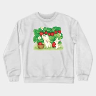 Cute Rabbits Strawberry Picking Crewneck Sweatshirt